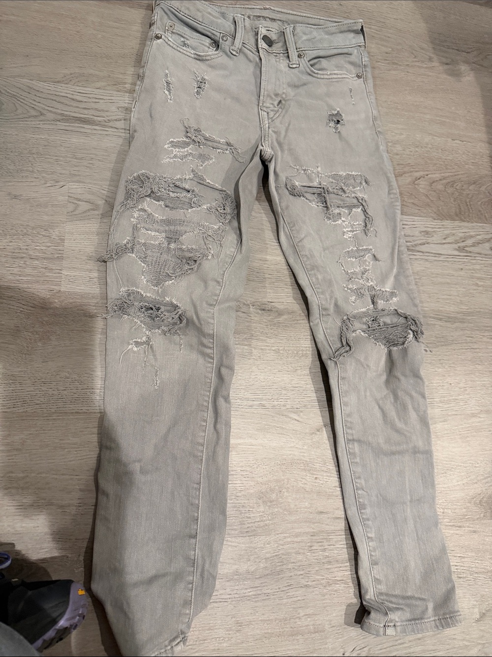 American Eagle Outfitters Men’s Skinny Distressed Jeans - Light Gray